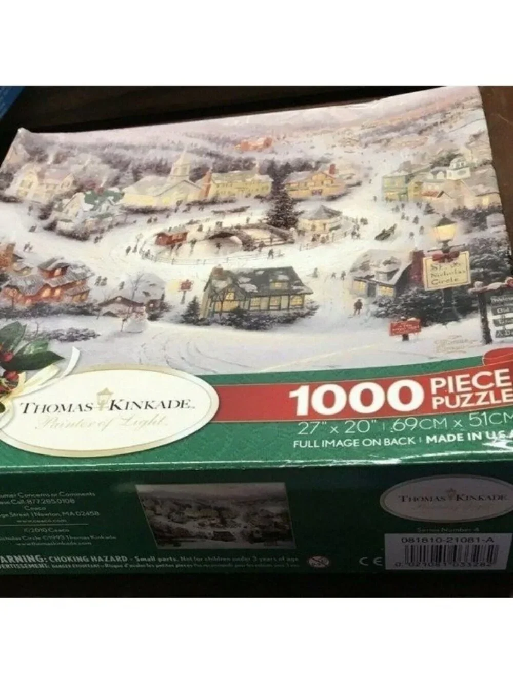 VTG Puzzle Thomas Kinkade 1000 Pc St. Nicholas Circle Christmas Scene Holiday
